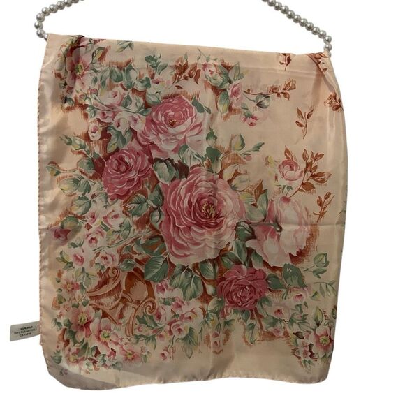 Vintage Laura Ashley Silk floral Scarf shabby cottage chic 35” square Italy pink - Picture 1 of 7